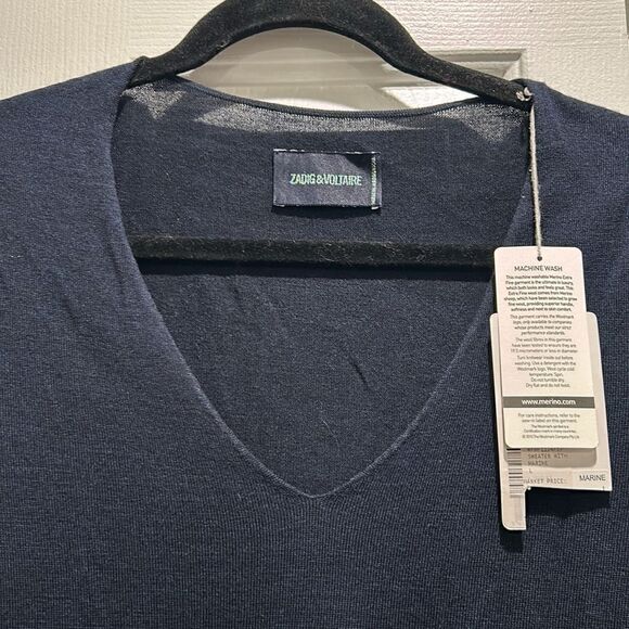 NWT Zadig & Voltaire Navy Sweater w Skull on back, Size Large - Picture 2 of 8